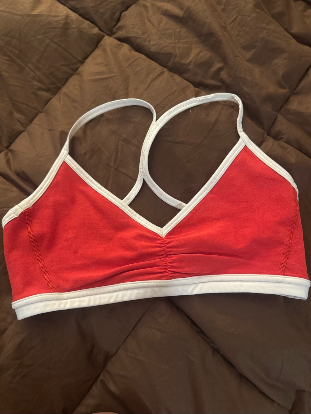 Beyond Yoga Red Bra with White Trim